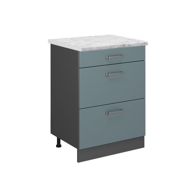 Vicco Unterschrank R-Line, Blau-Grau/Anthrazit, 60 cm AP Marmor günstig online kaufen