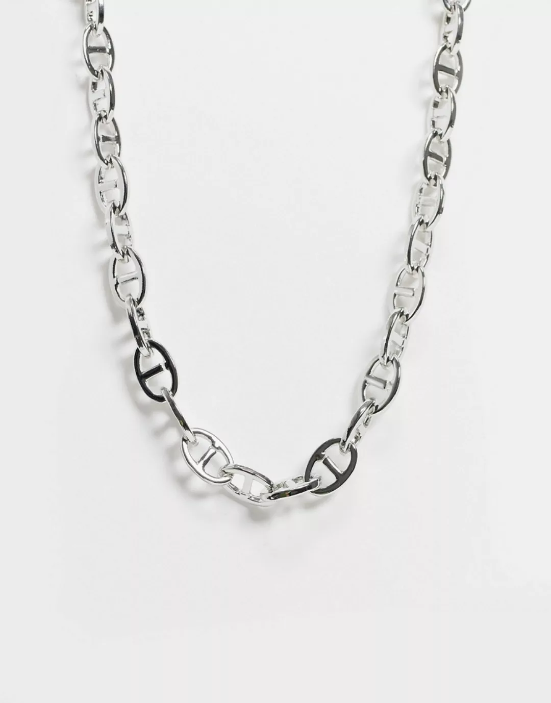 ASOS DESIGN – Silberfarbene Halskette mit Verschlussgliedern günstig online kaufen