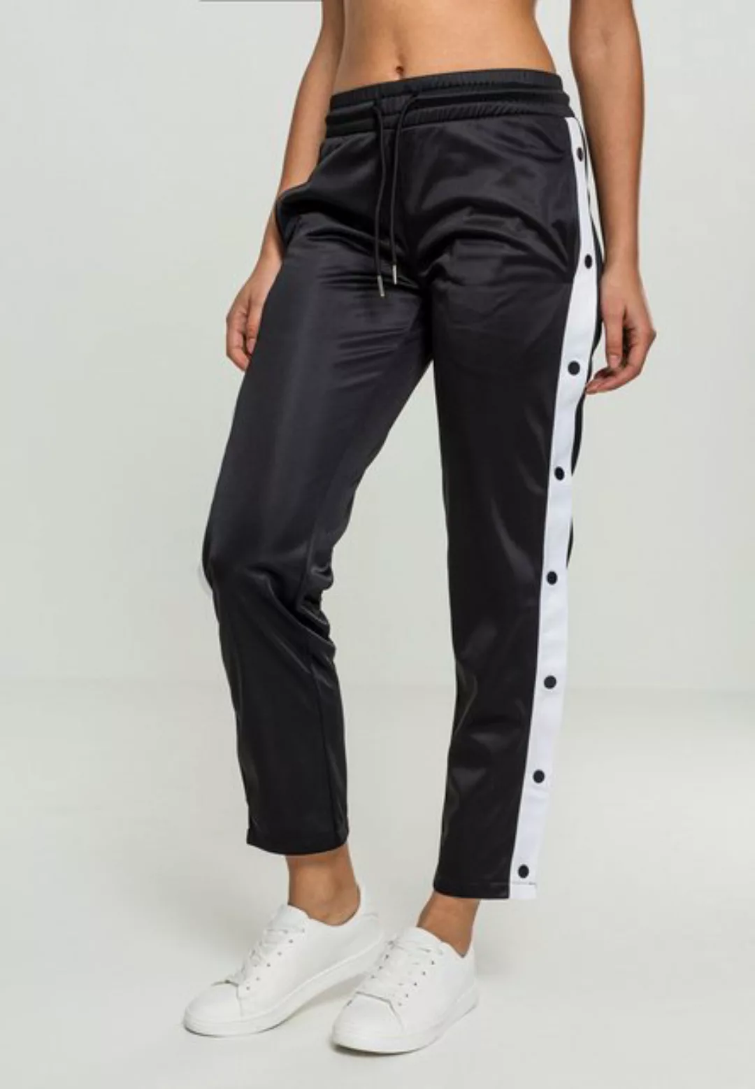 URBAN CLASSICS Stoffhose TB1995 - Ladies Button Up Track Pants blk/wht/blk günstig online kaufen