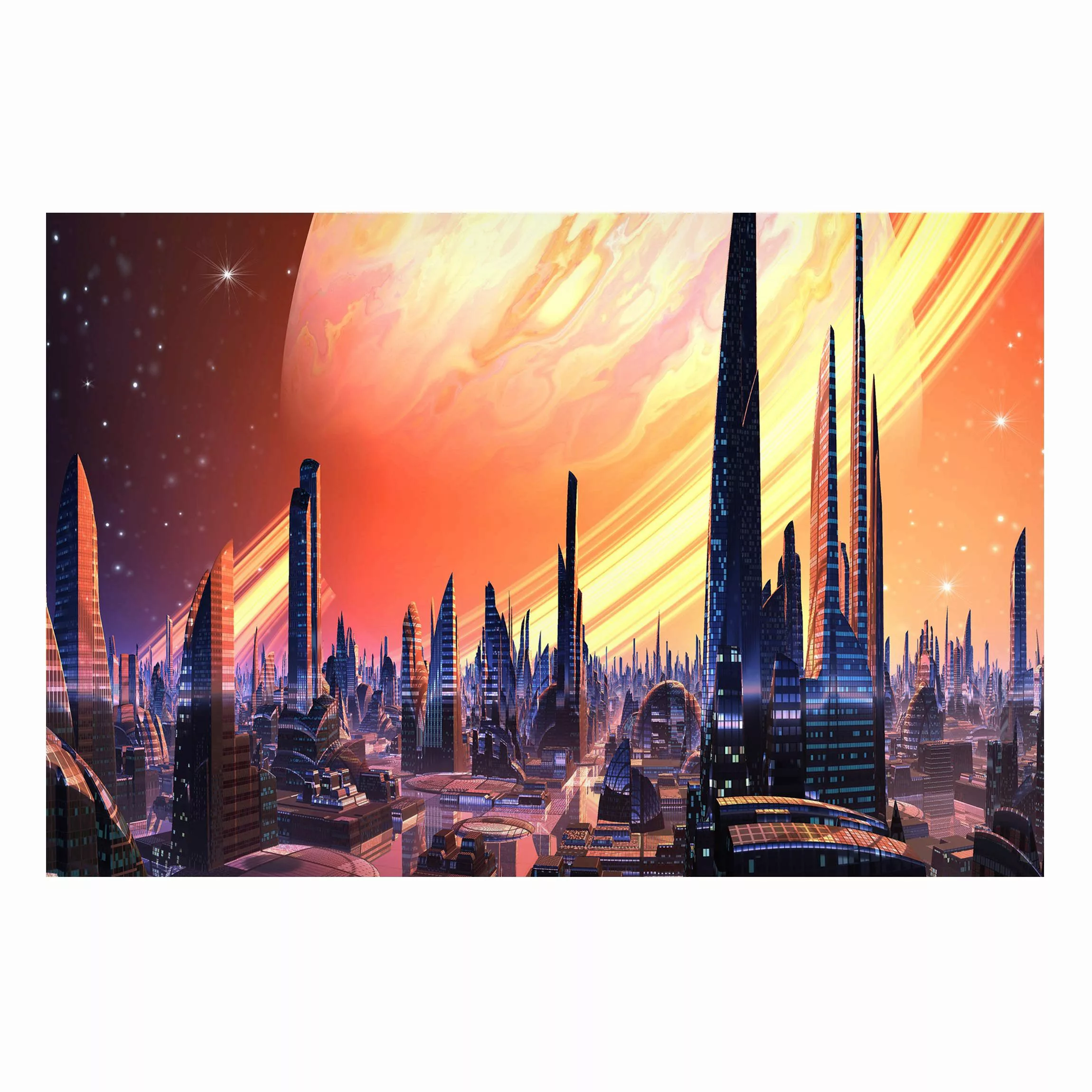 Magnettafel Sci-Fi Large City With Planet günstig online kaufen