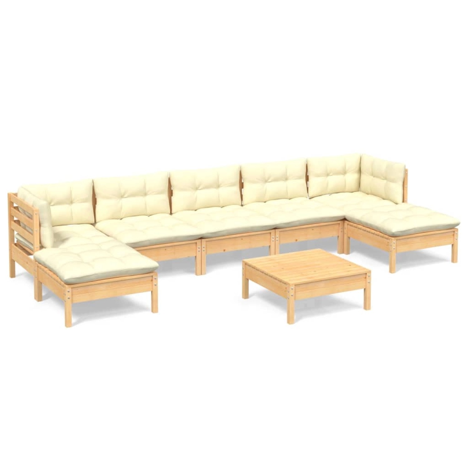 vidaXL 8-tlg Garten-Lounge-Set mit Creme Kissen Kiefernholz Modell 9 günstig online kaufen