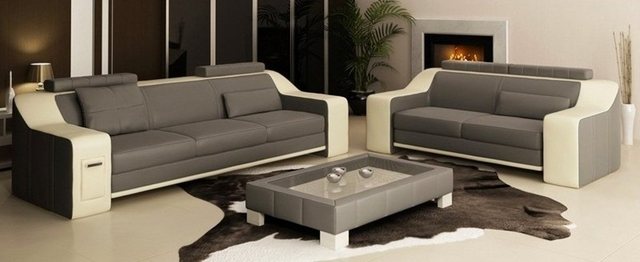 JVmoebel Sofa Ledersofa Set Sofa Couch Sofagarnitur 3+2+1 Sofas HuttenGB, M günstig online kaufen