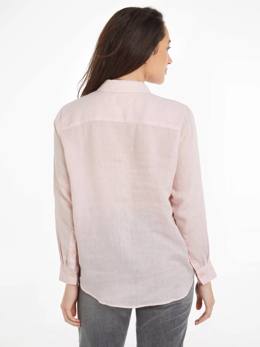 Tommy Hilfiger Hemdbluse LINEN RELAXED SHIRT LS mit Logostickerei auf der B günstig online kaufen