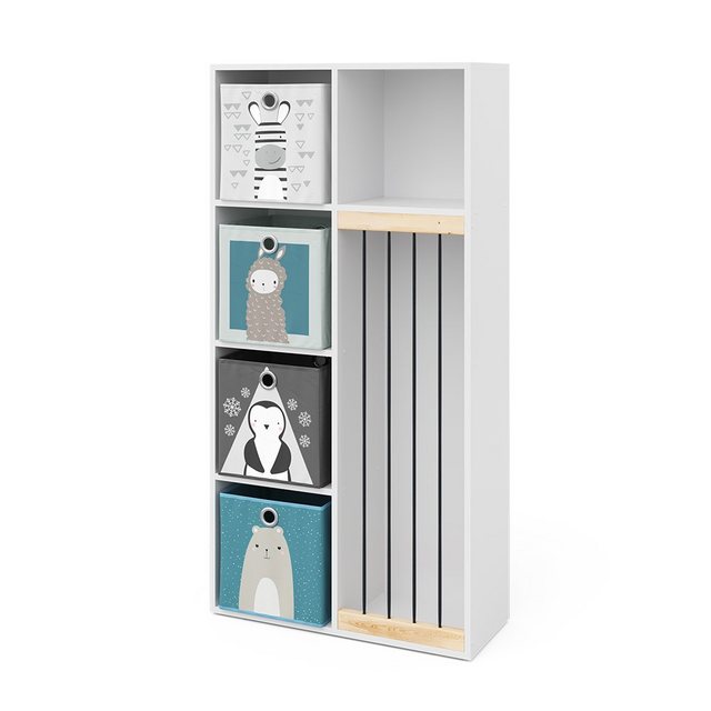 Vicco Bücherregal Marvin, Weiß, 72 x 143 cm mit 4 Faltboxen opt.2 günstig online kaufen