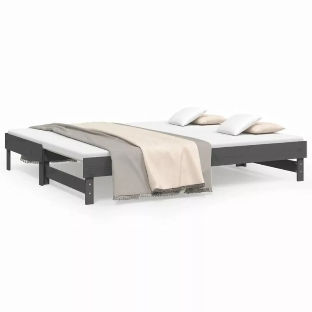 furnicato Bett Tagesbett Ausziehbar Grau 2x(80x200) cm Massivholz Kiefer (1 günstig online kaufen