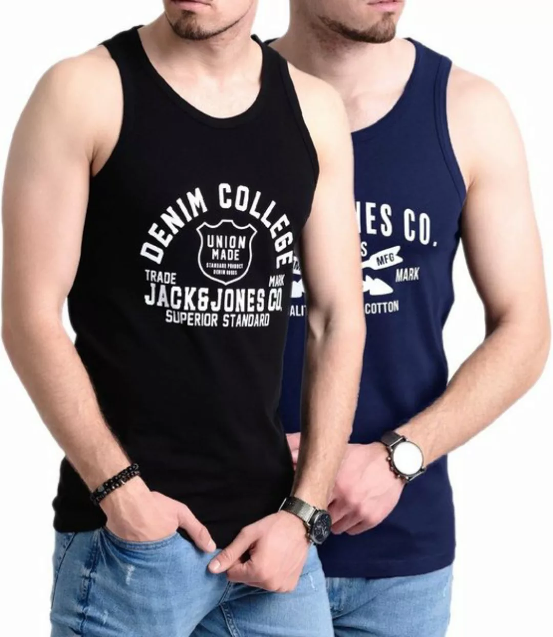 Jack & Jones Tanktop Bedrucktes Shirt aus Baumwolle (2er-Pack) mit Print günstig online kaufen