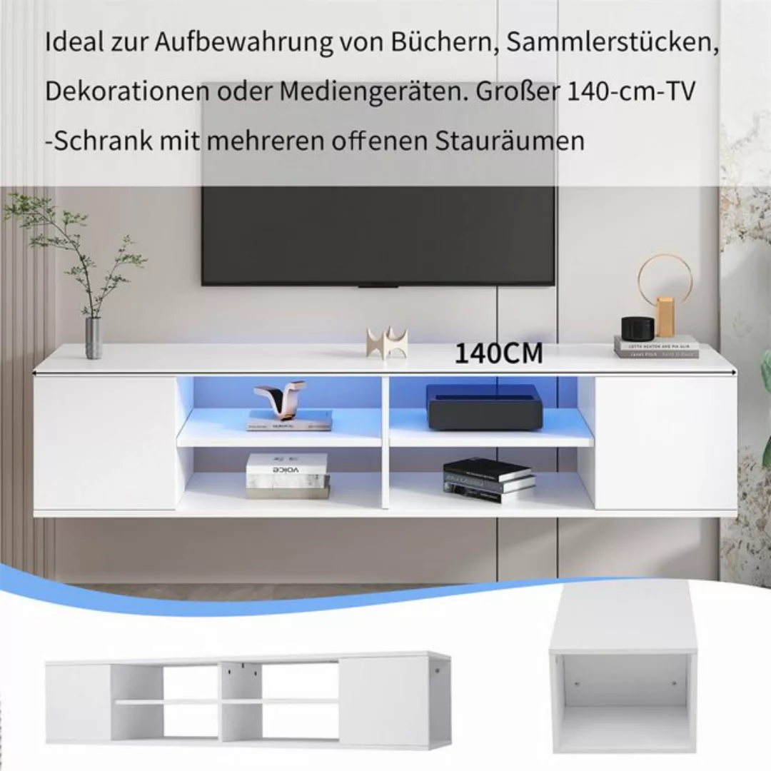 autolock TV-Schrank Vielseitiger großer weißer TV-Schrank mit LED-Beleuchtu günstig online kaufen