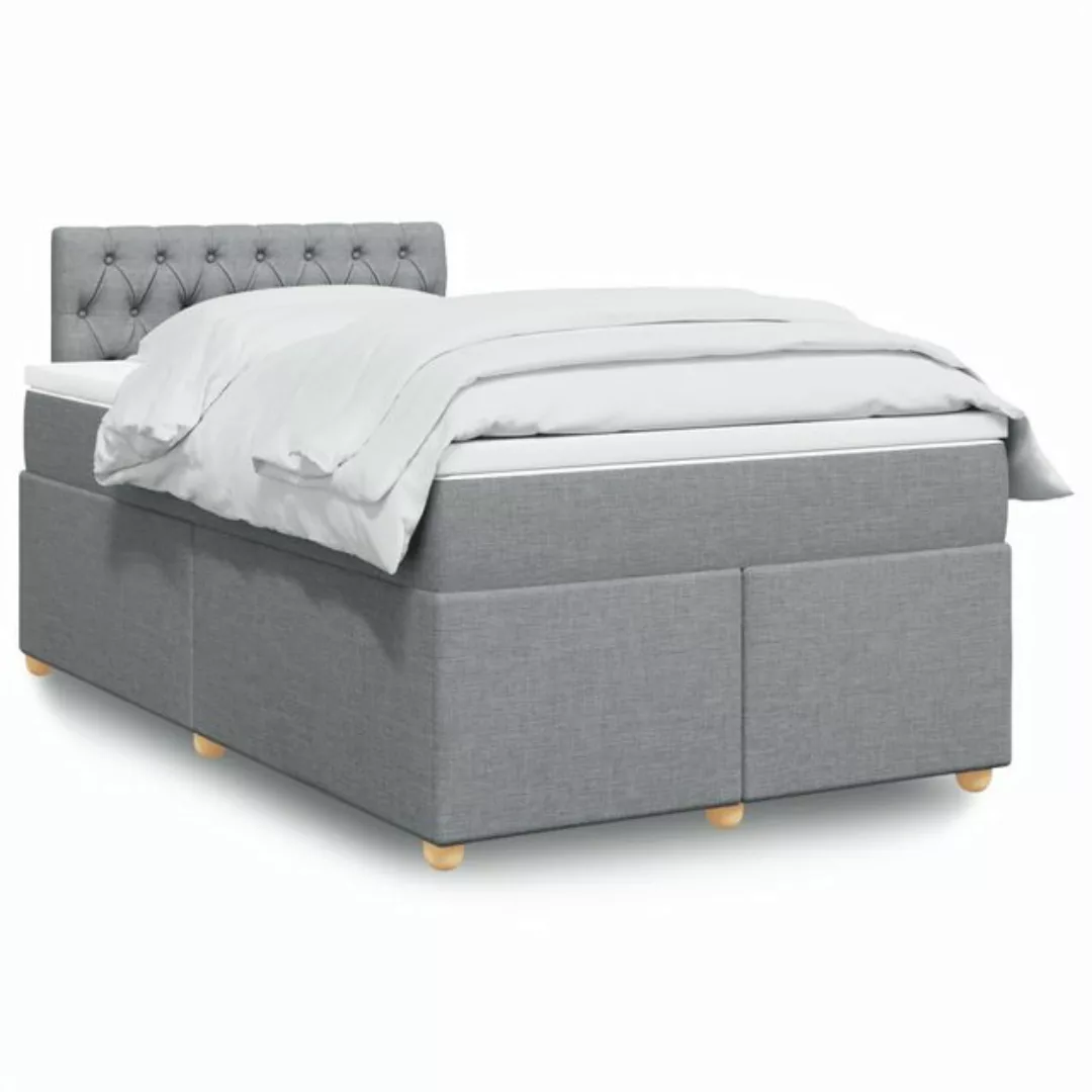 vidaXL Boxspringbett, Boxspringbett mit Matratze Hellgrau 120x190 cm Stoff günstig online kaufen