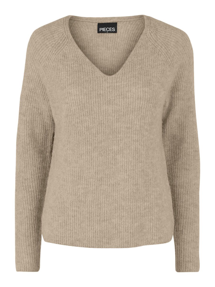 PIECES V-ausschnitt Strickpullover Damen White günstig online kaufen