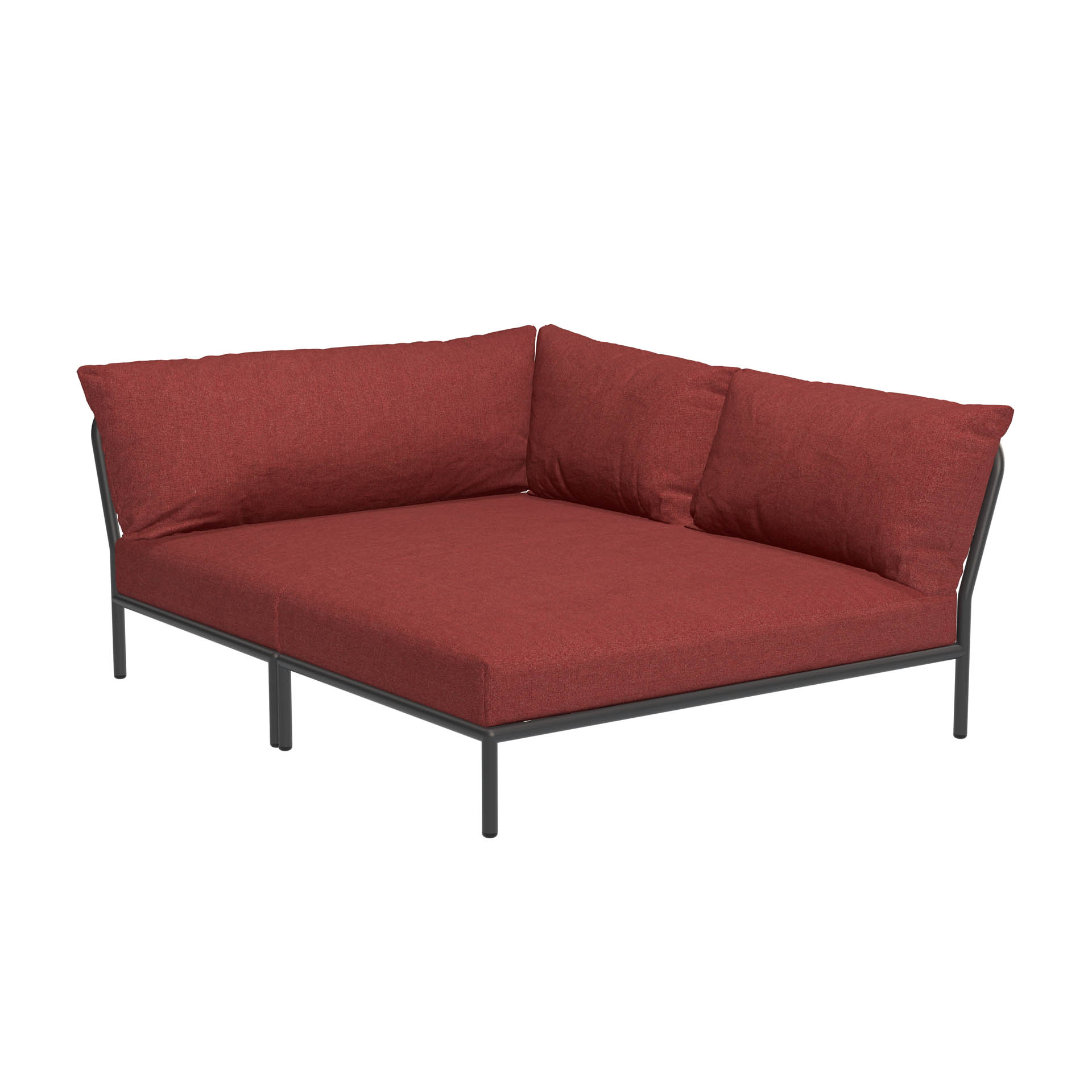 LEVEL2 Outdoor Eck-Sofa Lounge-Modul 5 Scharlachrot Dunkelgrau Rechts günstig online kaufen