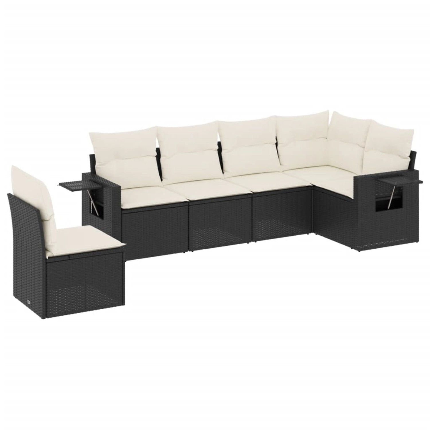 vidaXL 6-Tlg Garten-Sofagarnitur mit Kissen Schwarz Poly Rattan 3252563 günstig online kaufen