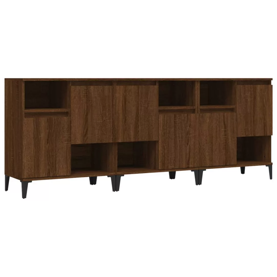 Vidaxl Sideboards 3 Stk. Braun Eichen-optik 60x35x70 Cm Holzwerkstoff günstig online kaufen