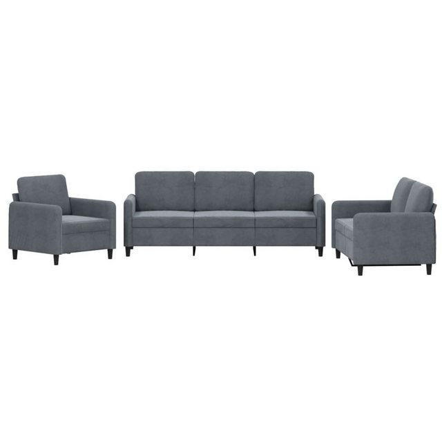 vidaXL Sofa, 3-tlg. Sofagarnitur Dunkelgrau Samt günstig online kaufen