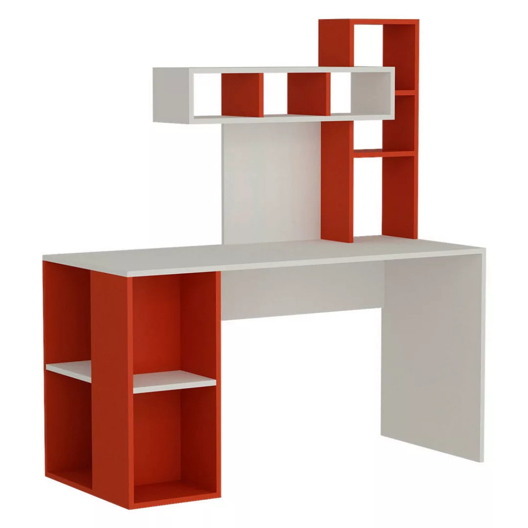 Schreibtisch Coral weiß rot B/H/T: ca. 140x75x60 cm günstig online kaufen