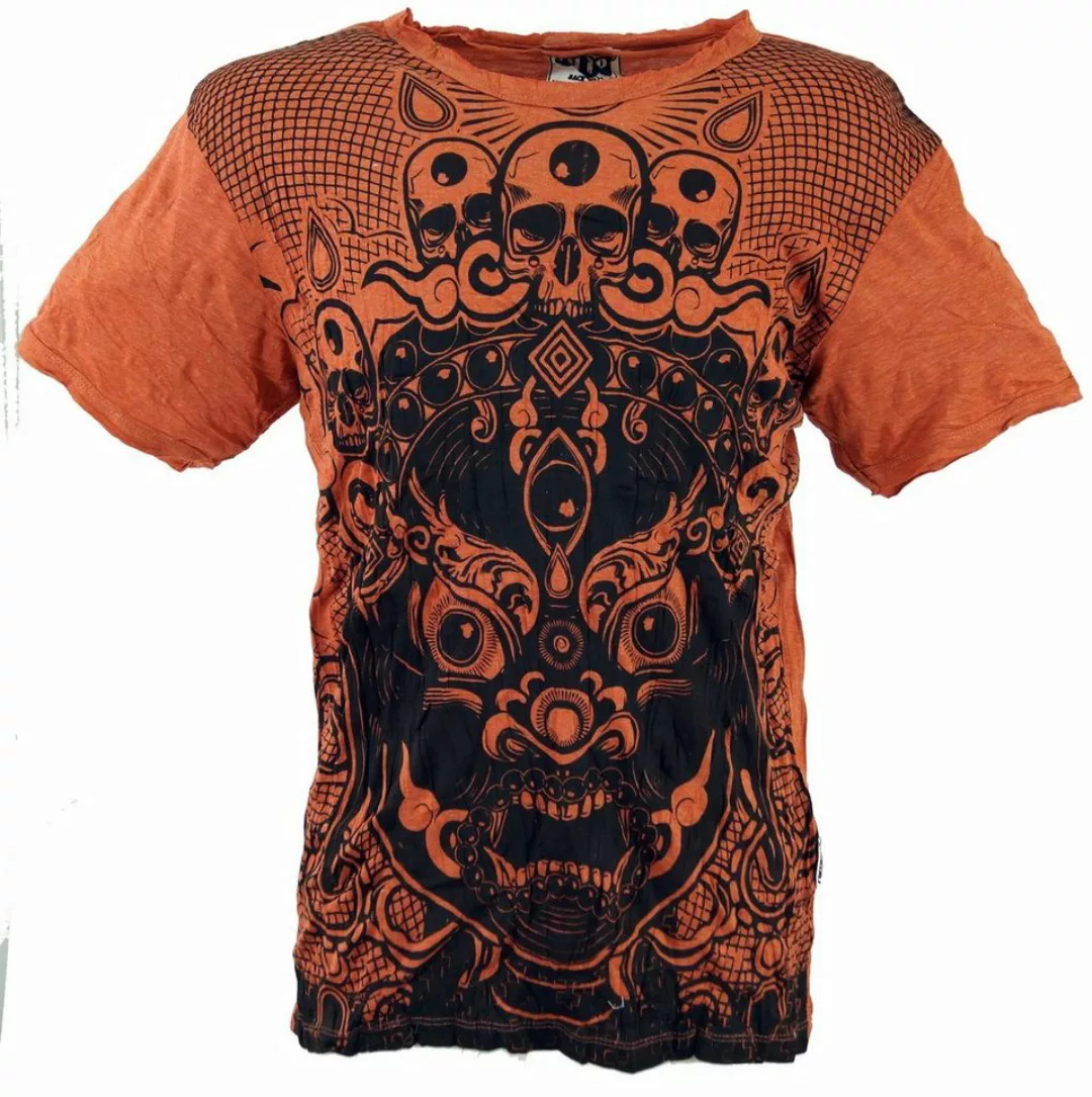 Guru-Shop T-Shirt Sure Herren T-Shirt Dämon - rostorange Goa Style, Festiva günstig online kaufen