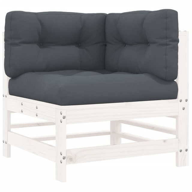 vidaXL Sofaelement Ecksofa mit Kissen Weiß Massivholz Kiefer (1 St) günstig online kaufen