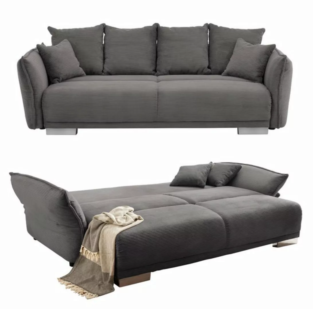 luma-home Big-Sofa 17214, mit Bettfunktion 242x131 cm, rasterlose Armlehnen günstig online kaufen