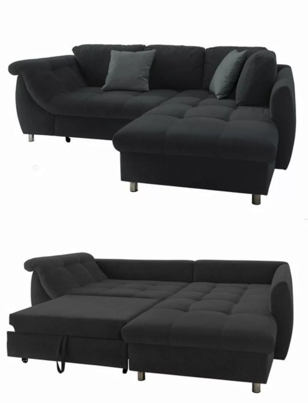 luma-home Ecksofa 17115, 250x190 cm, Ottomane rechts, Bettfunktion, Wellenu günstig online kaufen