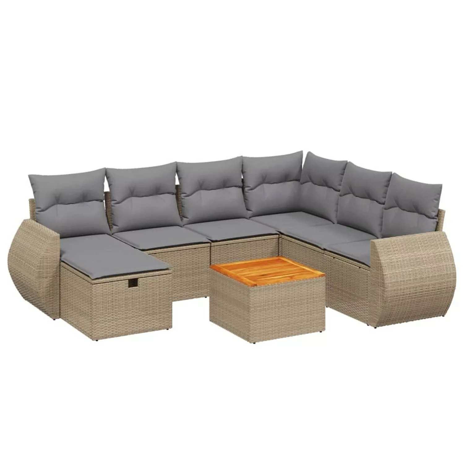 vidaXL 8-tlg Garten-Sofagarnitur mit Kissen Beige Poly Rattan Modell 192 günstig online kaufen