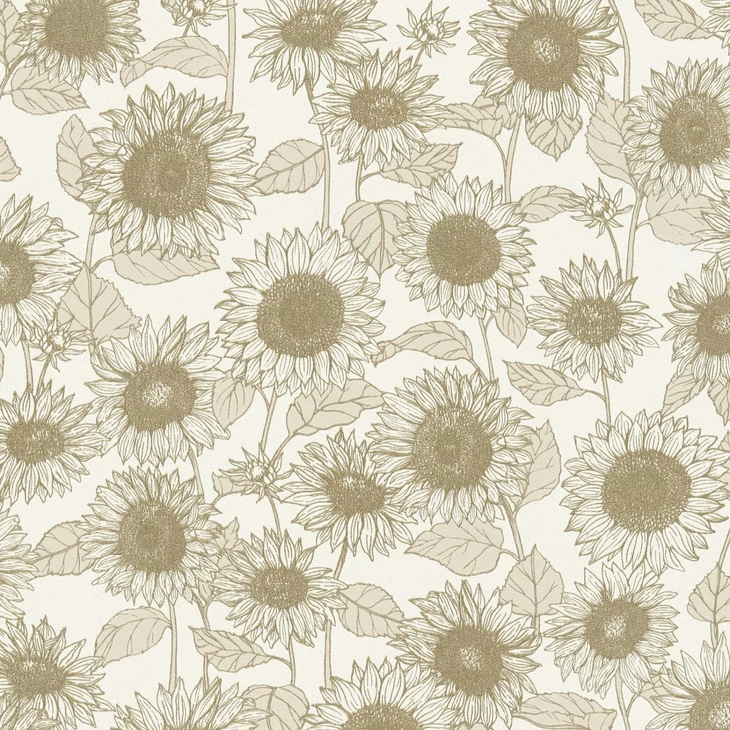 Bricoflor Sonnenblumen Tapete Weiß Beige Landhaus Vliestapete mit Blumen fü günstig online kaufen