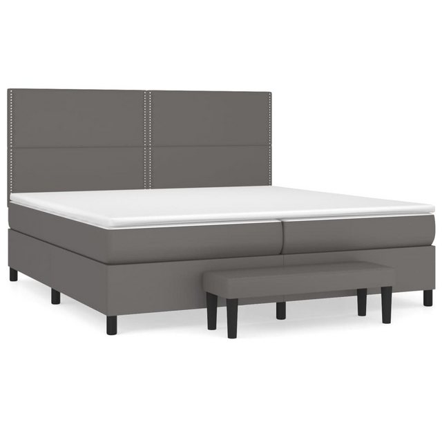 vidaXL Boxspringbett, Boxspringbett mit Matratze Grau 200x200 cm Kunstleder günstig online kaufen