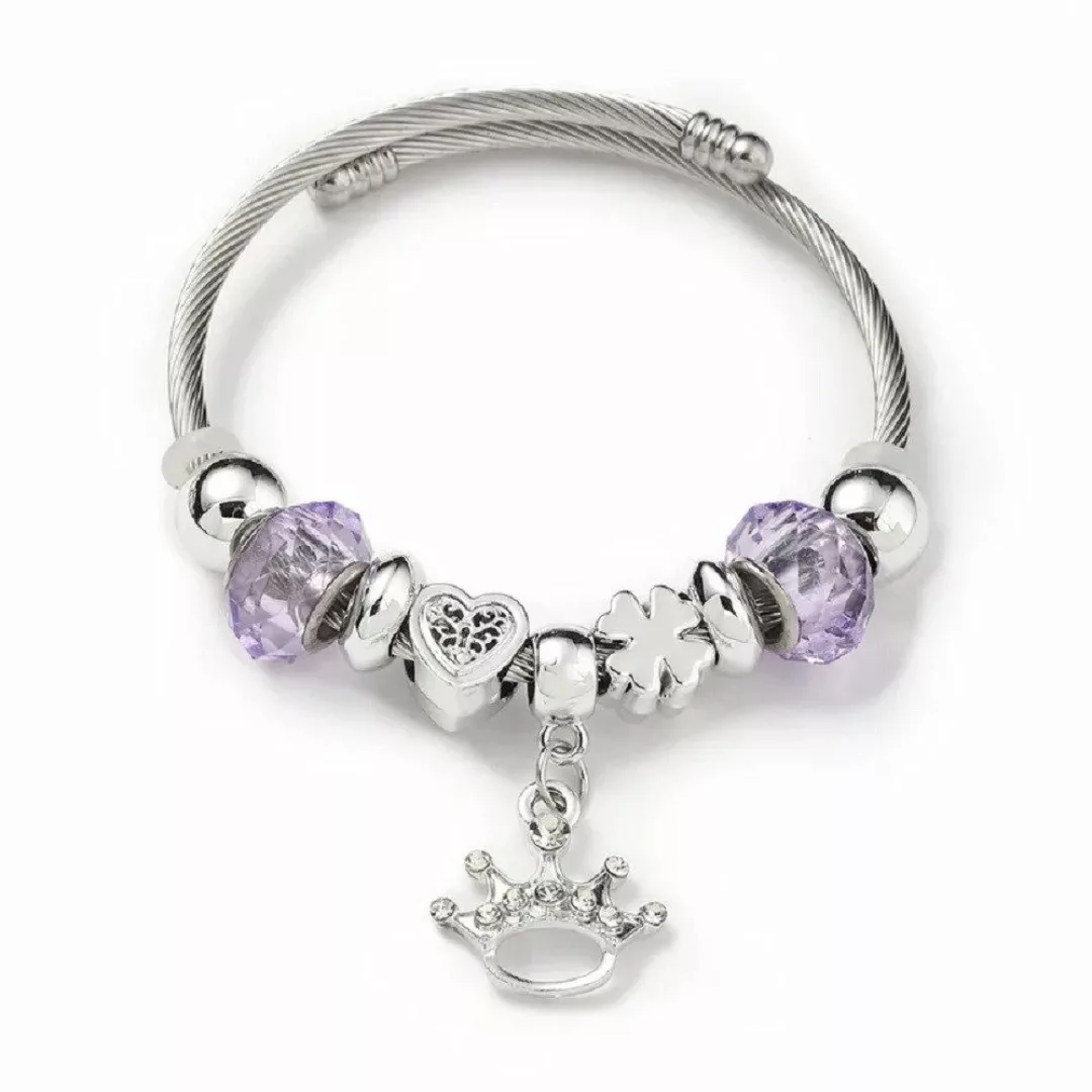 Eyecatcher Armkette Charm-Armband mit lila Kunststoffperlen günstig online kaufen