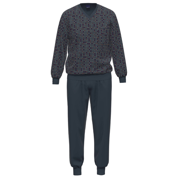 Herren Schlafanzug Lang V-ausschnitt Mit Tasche Aus Bio-baumwolle günstig online kaufen