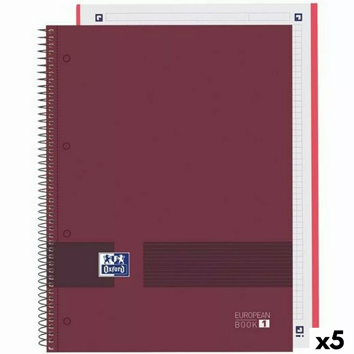 Notizbuch Oxford European Book Write&erase Burgunderrot A4 80 Bettlaken 5 S günstig online kaufen