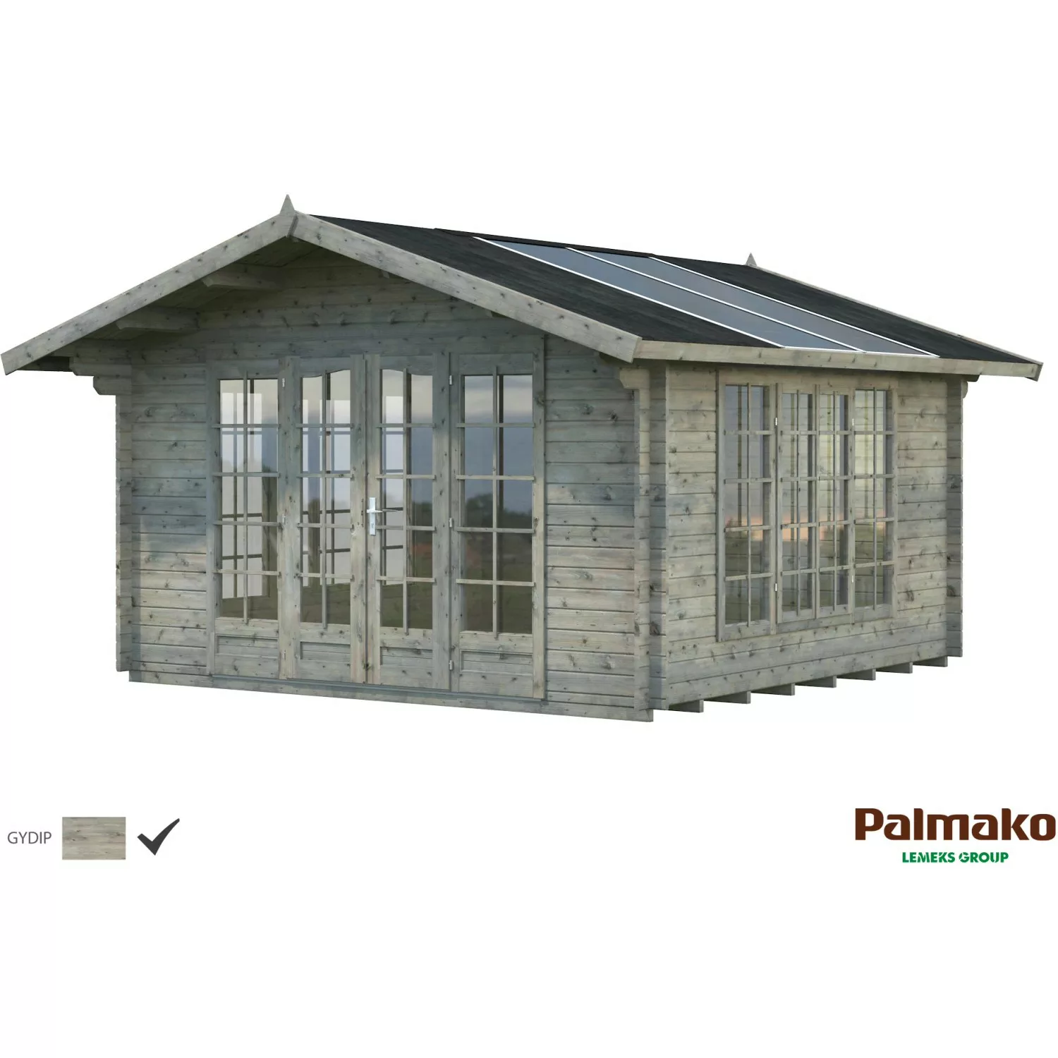 Palmako Irene Holz-Gartenhaus Grau Satteldach Tauchgrundiert 400 cm x 380 c günstig online kaufen