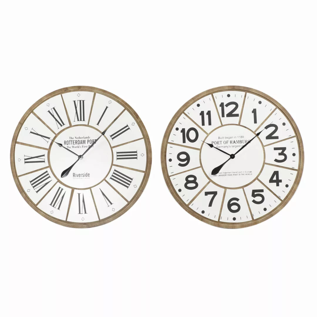 Wanduhr Dkd Home Decor Weiß Braun Holz Mdf (2 Pcs) (80 X 4.5 X 80 Cm) günstig online kaufen