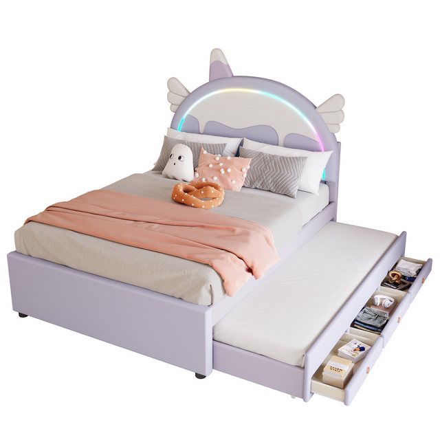 OKWISH Kinderbett Stauraumbett, ausgestattet mit ausziehbares rollbett (140 günstig online kaufen