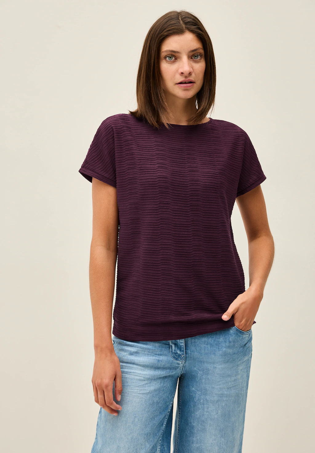 Cecil T-Shirt, aus elastischem Materialmix günstig online kaufen