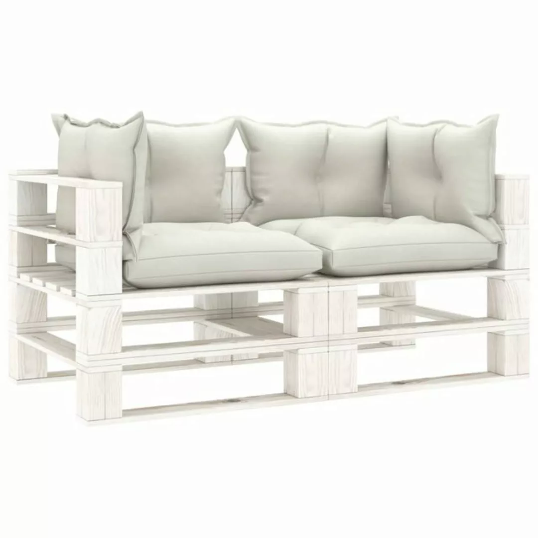 Garten-palettensofa 2-sitzer Mit Beigen Kissen Holz günstig online kaufen