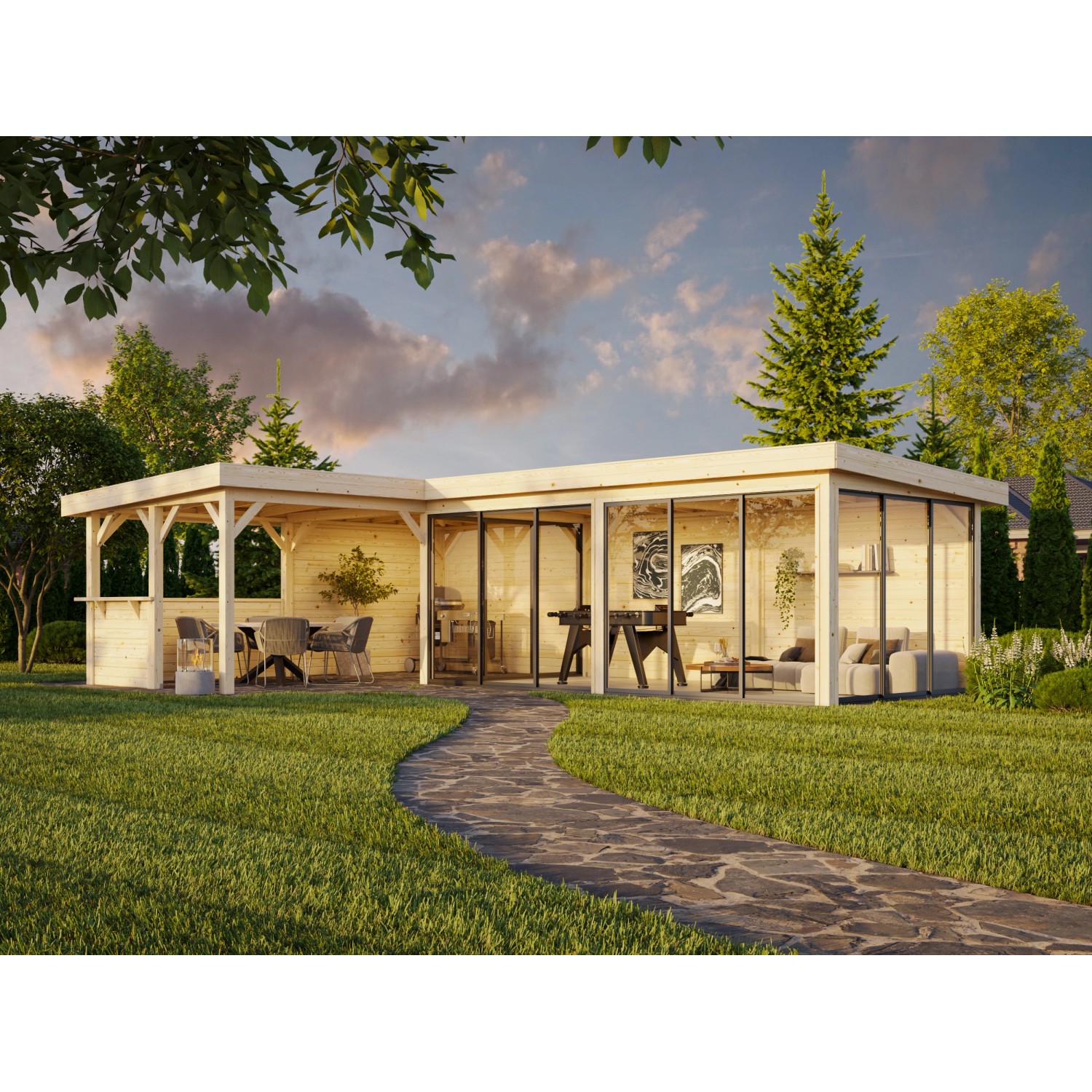 Palmako Pavillon Lenna Set 421 Slide 876 x 588 cm Lackiert Weiß FSC® günstig online kaufen