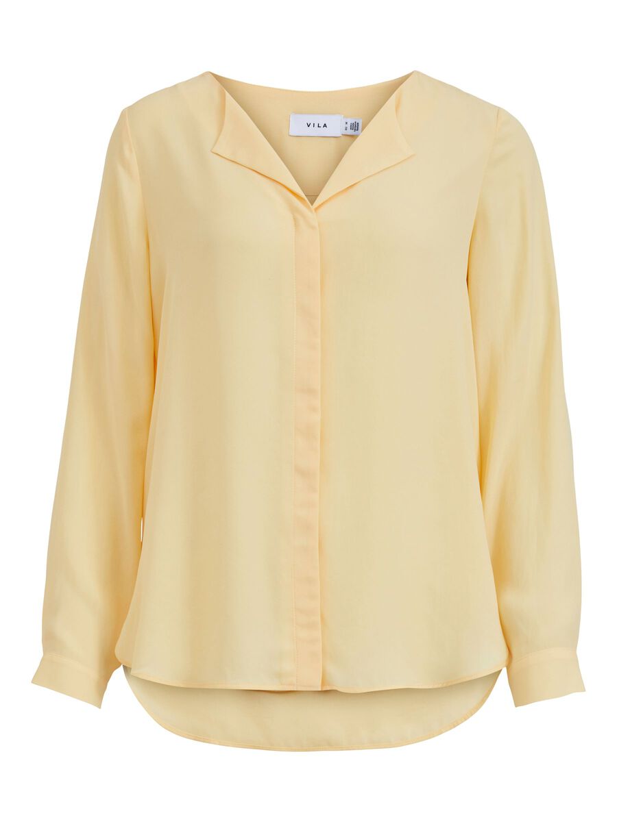 VILA High Low Geteilter Kragen Hemd Damen Gelb günstig online kaufen