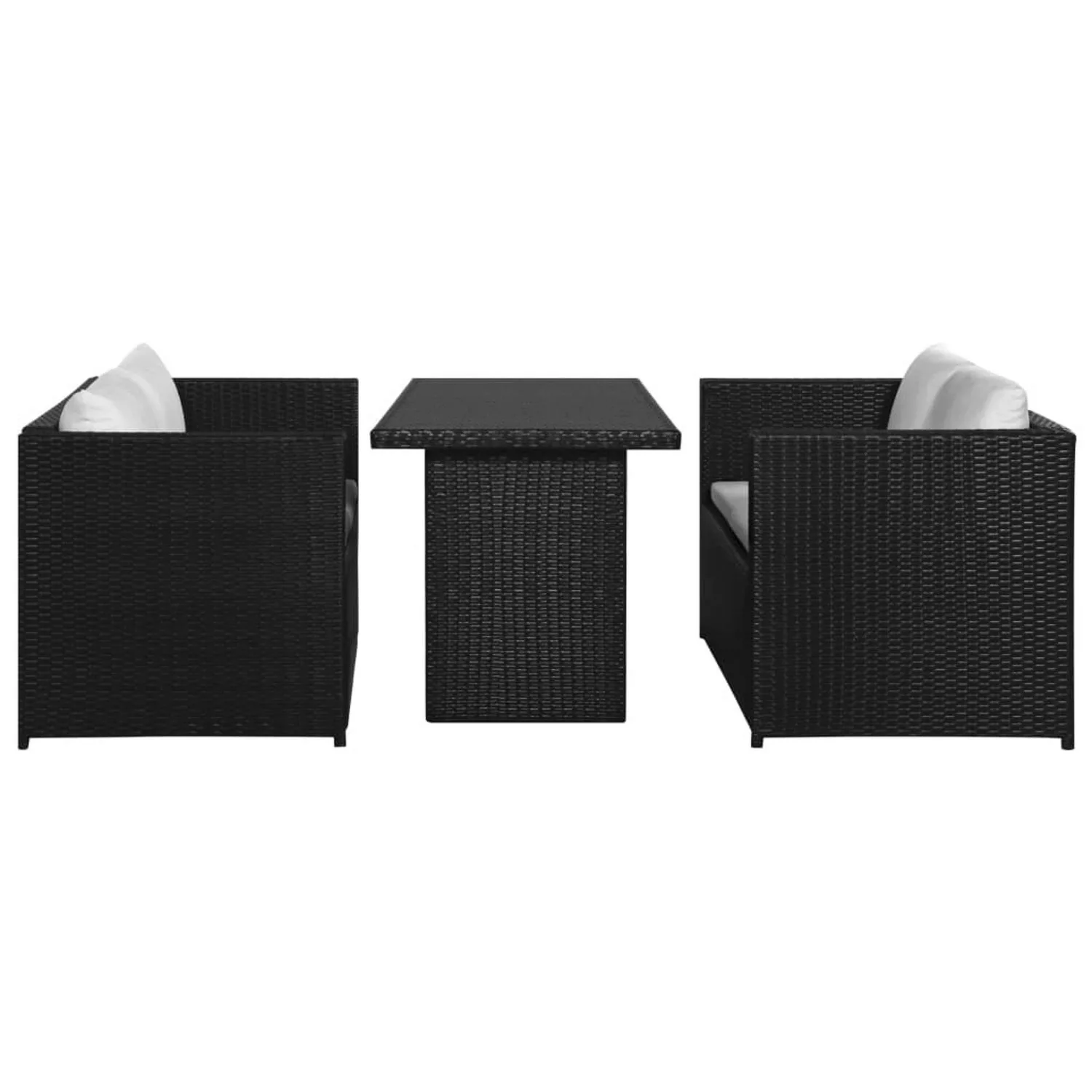 3-tlg. Garten-lounge-set Mit Auflagen Poly Rattan Schwarz günstig online kaufen