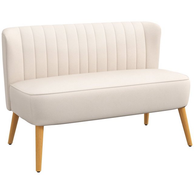 HOMCOM 2-Sitzer Zweisitzer, Loveseat mit Leinenoptik, Doppelsofa mit Holzbe günstig online kaufen