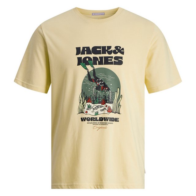 Jack & Jones Rundhalsshirt Große Größen Herren T-Shirt gelb Totenkopfprint günstig online kaufen