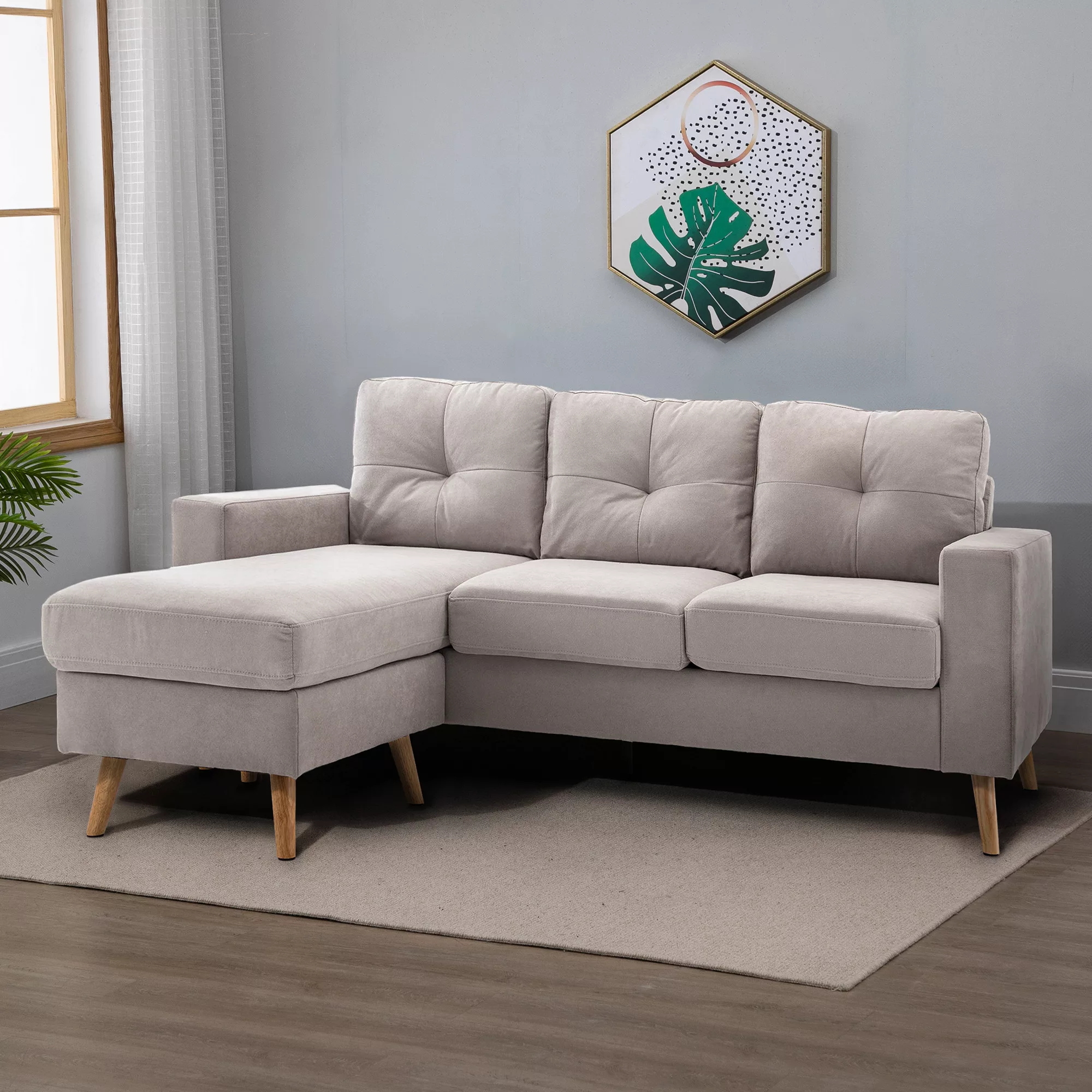 HOMCOM Ecksofa Eckcouch in L-Form, Eckgarnitur, Couchgarnitur mit Chaiselon günstig online kaufen