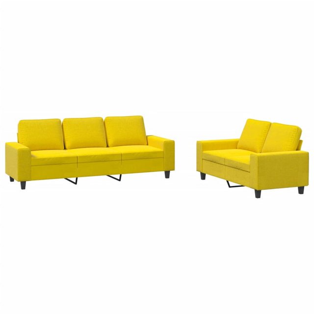 vidaXL Sofa Sofagarnitur Set mit Kissen Stoff, 2-tlg., Gelb günstig online kaufen