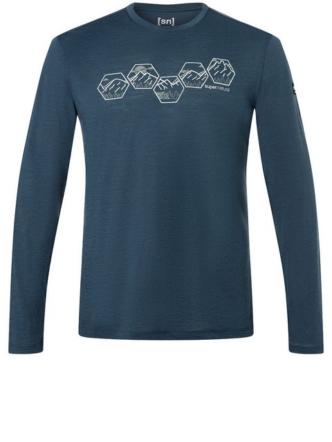 SUPER.NATURAL Sweatshirt für Herren, Merino HEXA front Berg Motiv günstig online kaufen