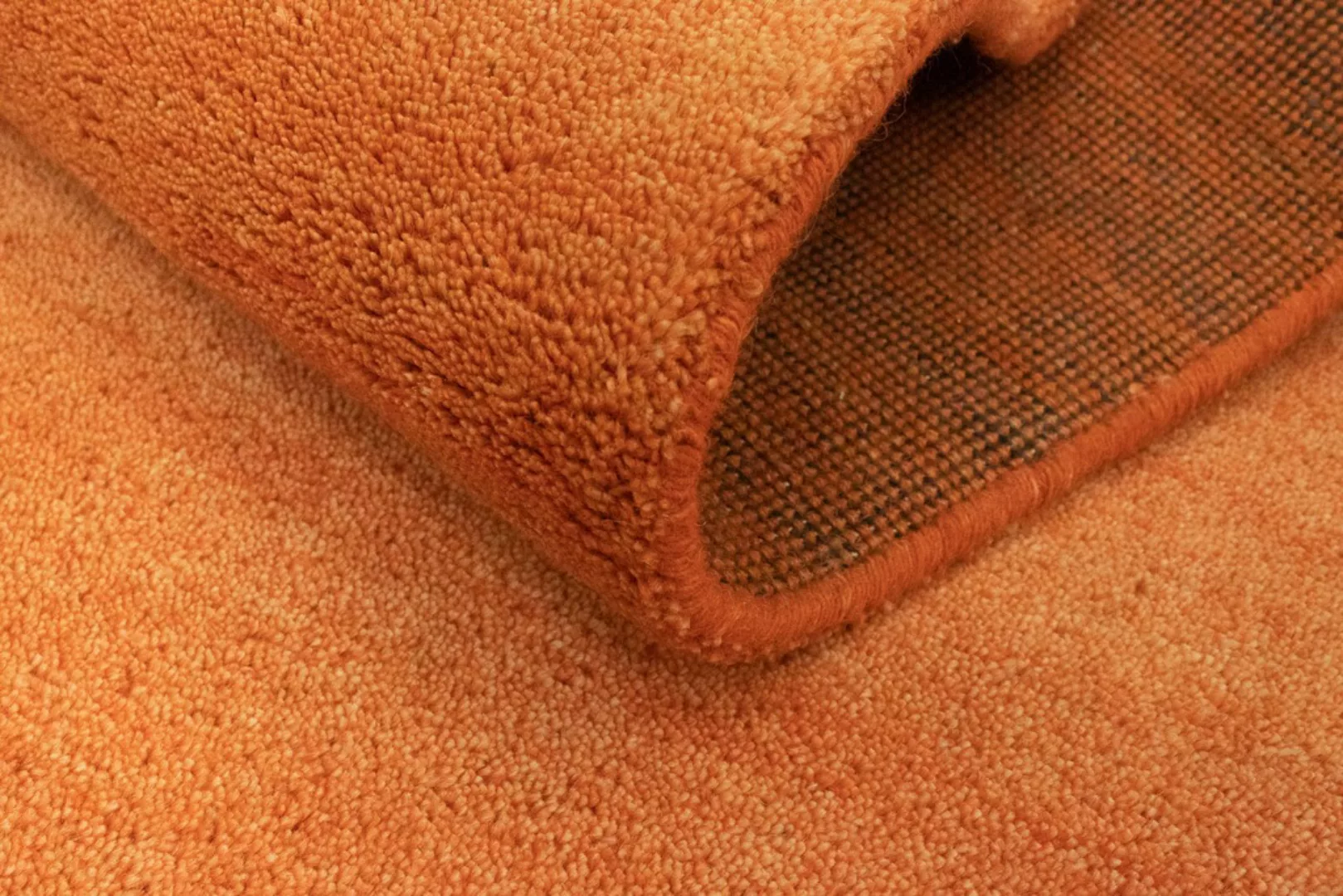 morgenland Wollteppich »Einfarbig Arancione 200 x 80 cm«, rechteckig, Handg günstig online kaufen