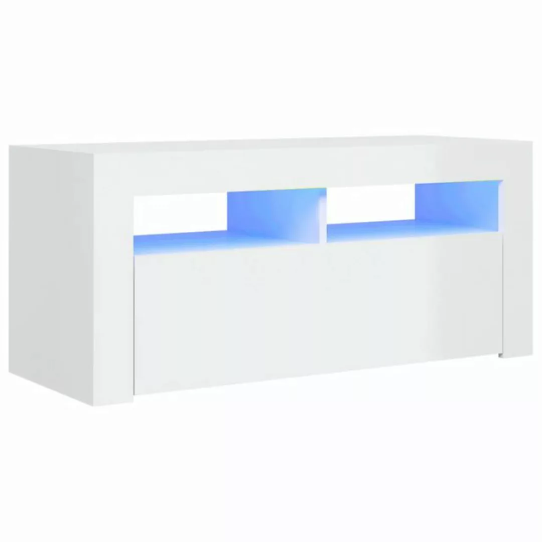 vidaXL TV-Schrank TV-Schrank mit LED Leuchten Hochglanz-Weiß 90x35x40 cm Lo günstig online kaufen