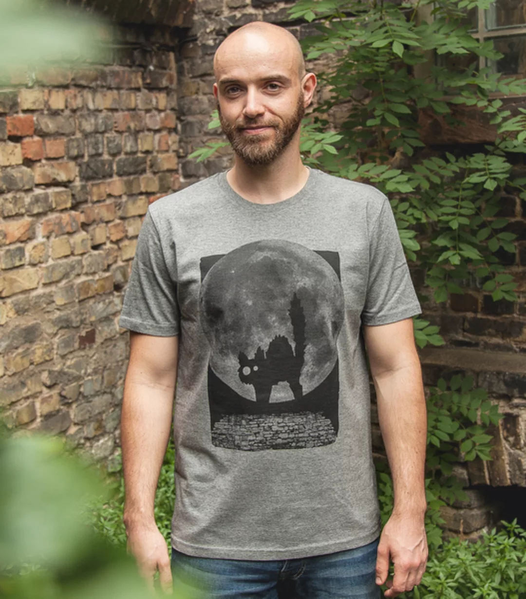 T-shirt "Katze" Minka Fauch - Fair Wear Männer T-shirt - Mid Heather Grey günstig online kaufen