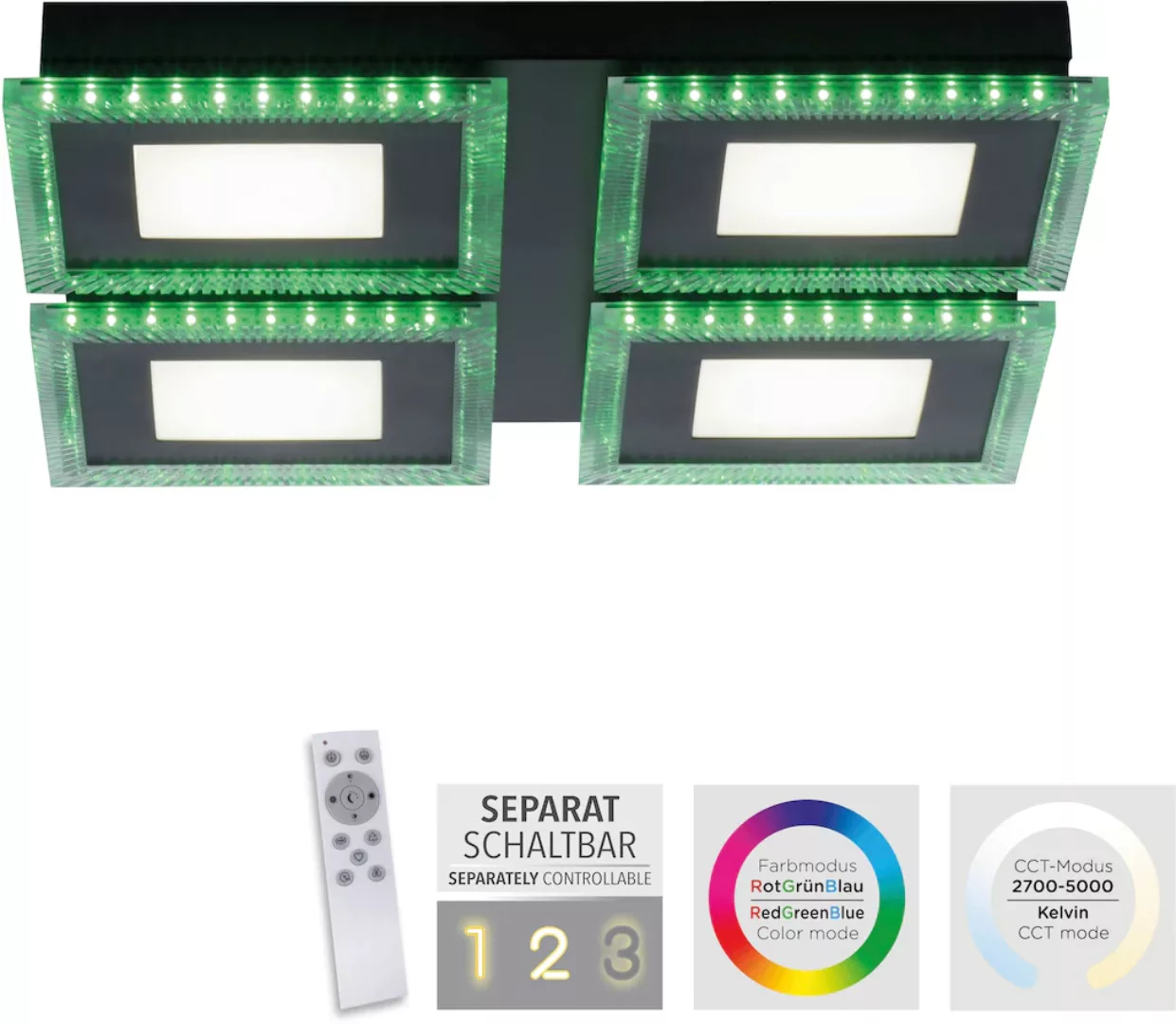 LED-Deckenlampe Acri CCT RGB Fernbedienung 44x44cm günstig online kaufen