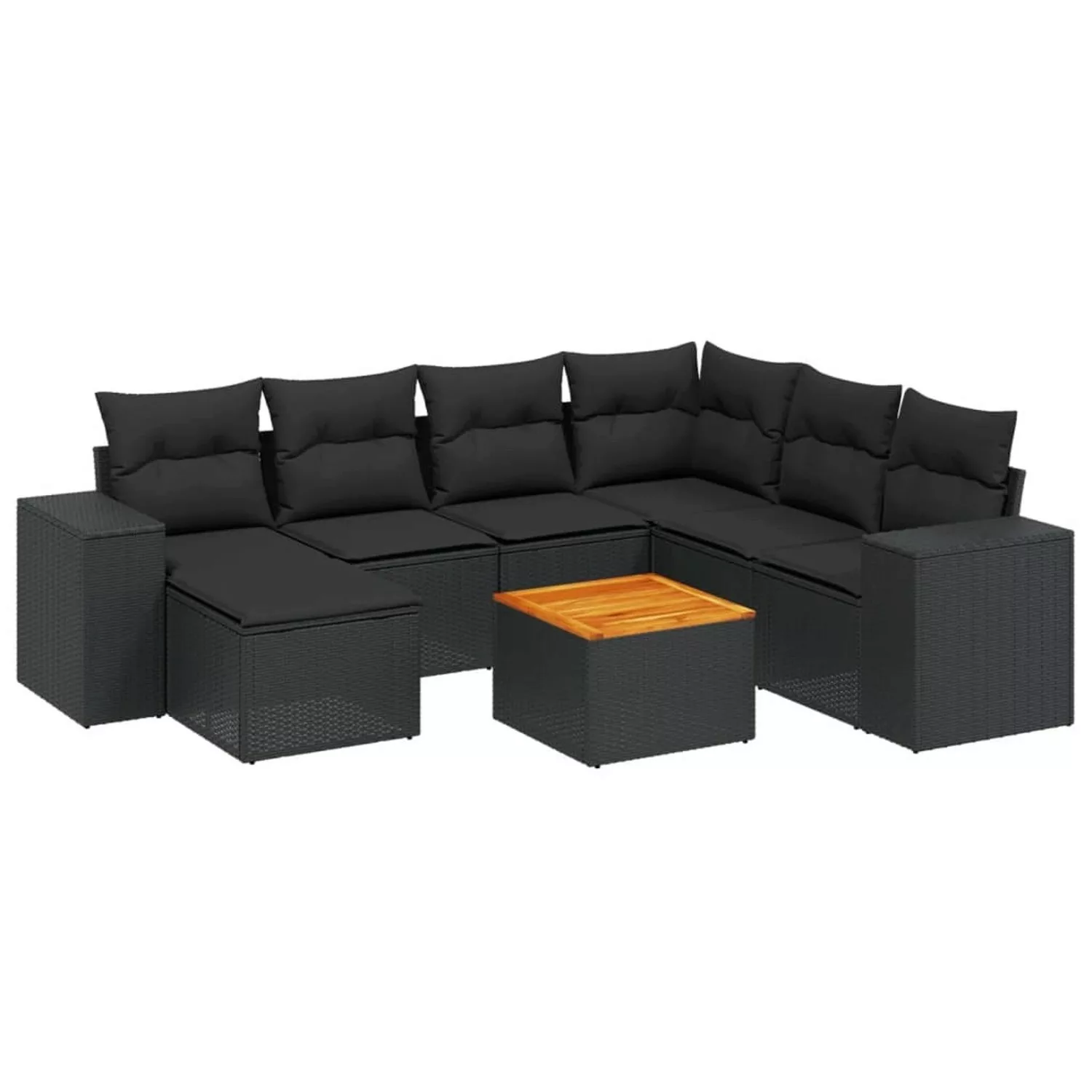 vidaXL 8-tlg Garten-Sofagarnitur mit Kissen Schwarz Poly Rattan Modell 178 günstig online kaufen