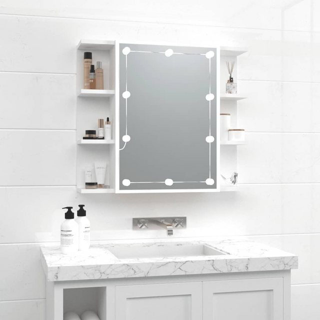 vidaXL Badezimmerspiegelschrank Spiegelschrank mit LED Weiß 70x16,5x60 cm ( günstig online kaufen