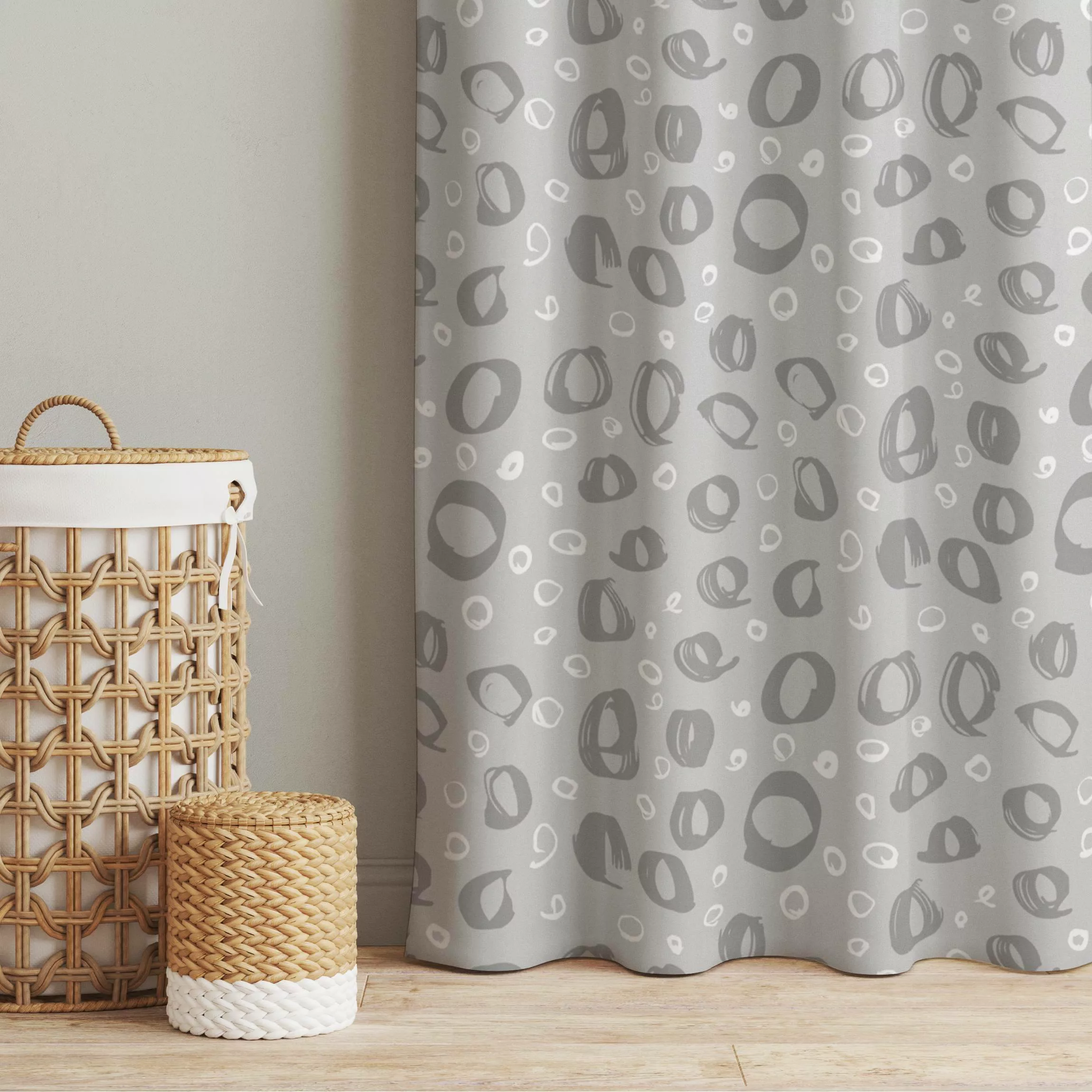 Vorhang Pinsel Kreis Muster - Grau günstig online kaufen