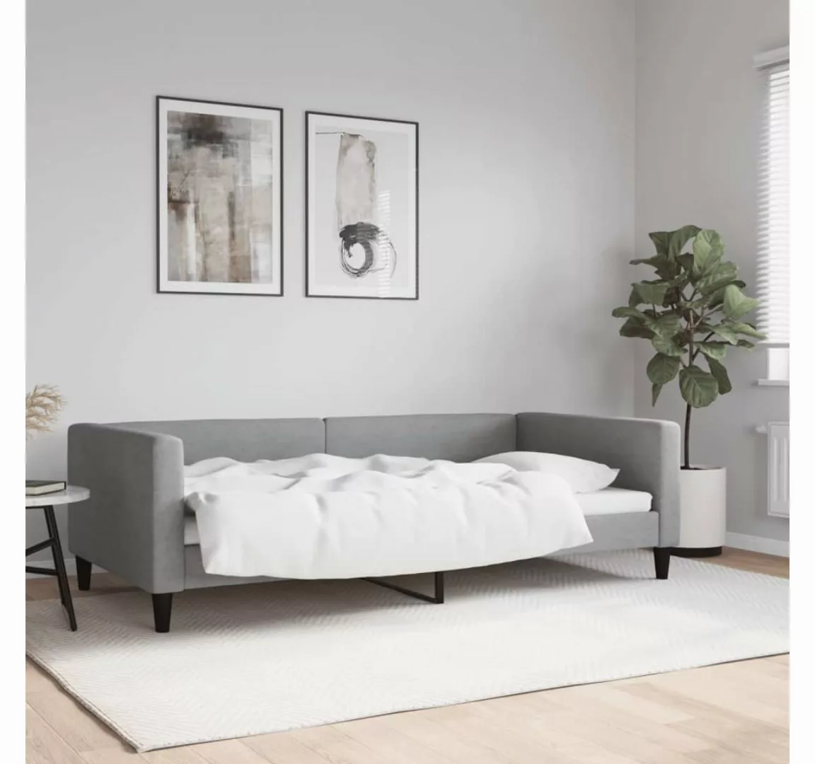 furnicato Bett Tagesbett Hellgrau 100x200 cm Stoff (1-tlg) günstig online kaufen