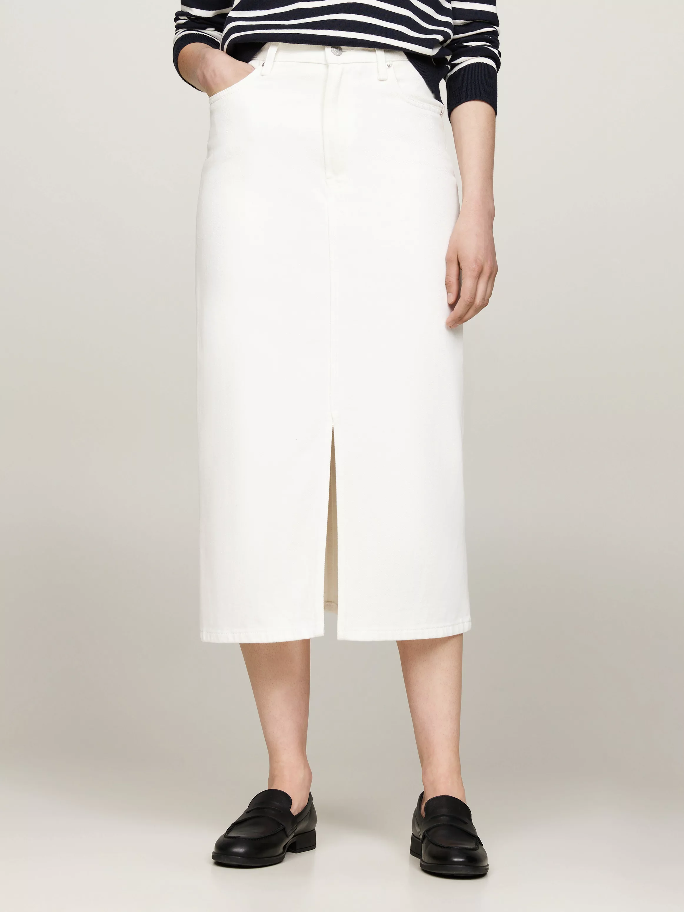 Tommy Hilfiger Bleistiftrock MIDI STRAIGHT SKIRT HW ECRU im 5-Pocket-Style günstig online kaufen